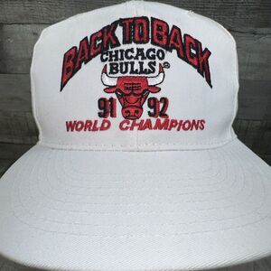 Vintage Chicago Bulls Back To Back 91 92 World Champs White Snapback ￼